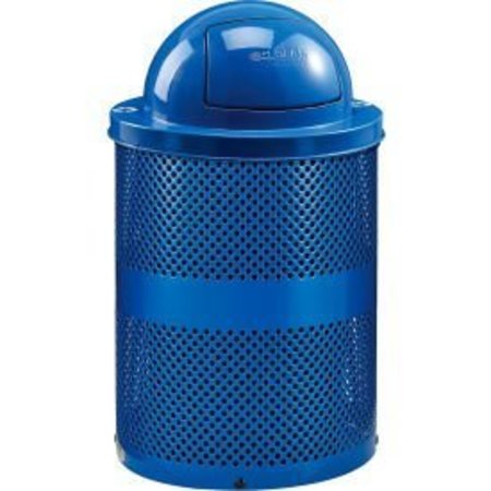 GLOBAL EQUIPMENT Perforated Recycling Can w/Dome Lid, 32 Gallon, Blue 261963BL